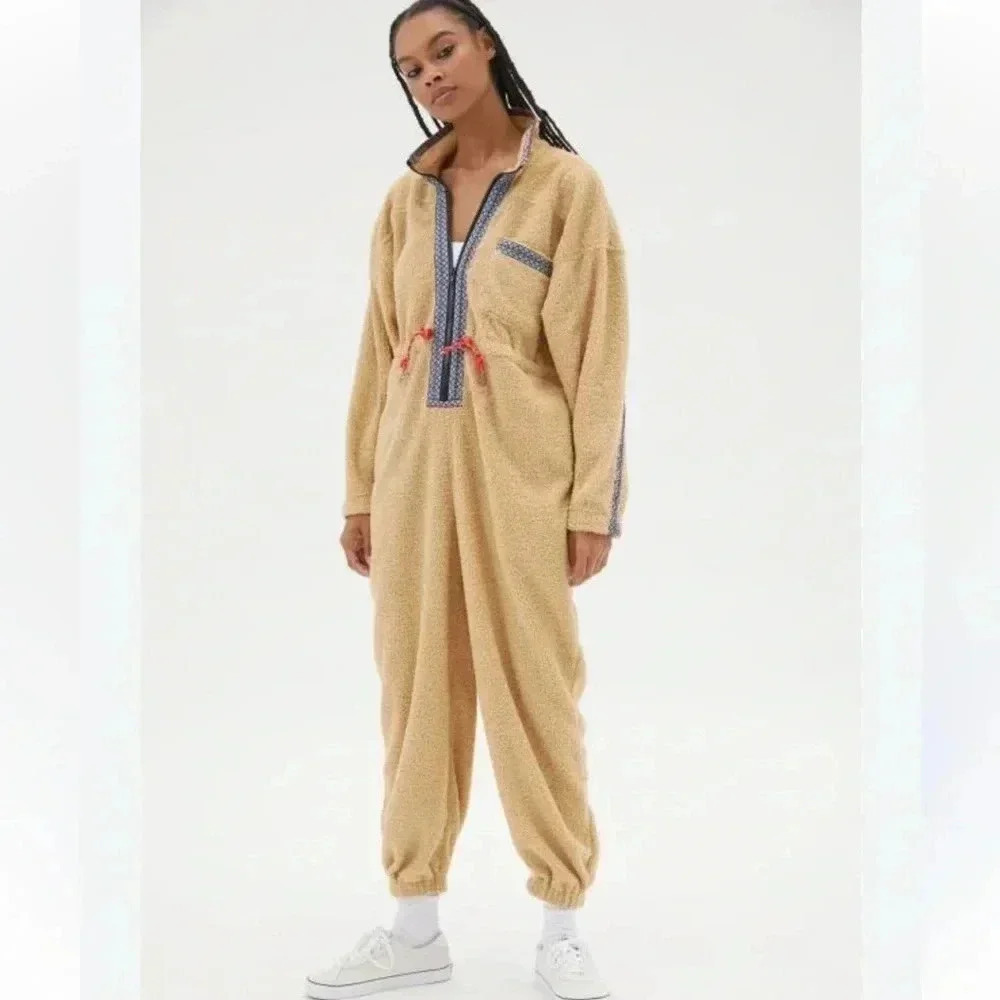 Urban Outfitters Women's One Piece Small Tan Pockets Polyester Pajamas Costume S